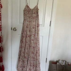 Free People Floral Maxi Dress in Cream and Red